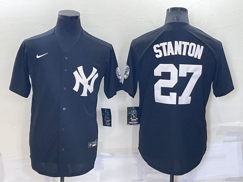 Men New York Yankees #27 Stanton Black Throwback 2022 Nike MLB Jersey->denver broncos->NFL Jersey